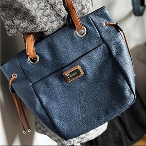 Navy Blue Faux Leather Nine West Hobo Bag